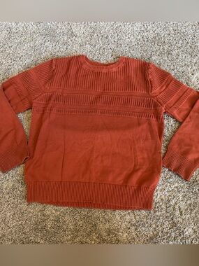 Cat & Jack Kids Rust Orange Ribbed Crewneck Sweater
